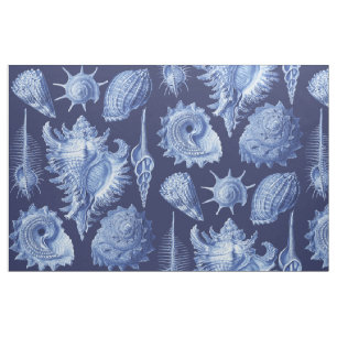 Vintage Seashells blau Stoff