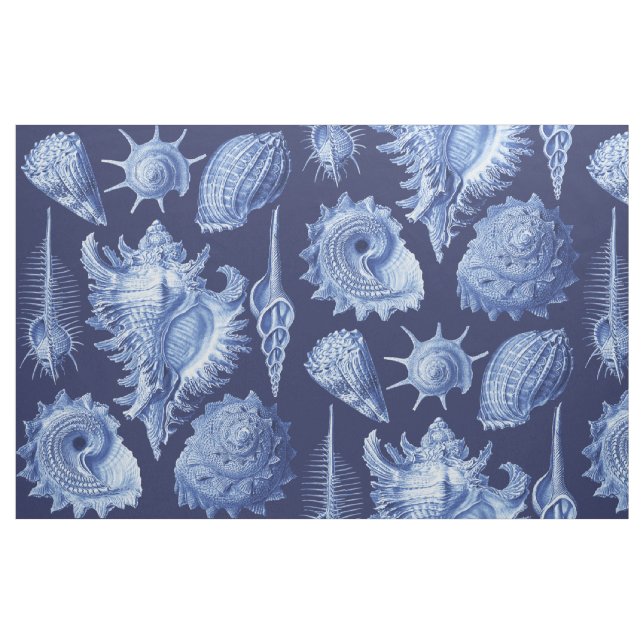 Vintage Seashells blau Stoff (Fat Quarter (45,7 x 55,9 cm))