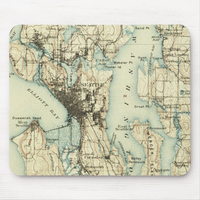 Vintage Seattle Map Mousepad (Vorne)