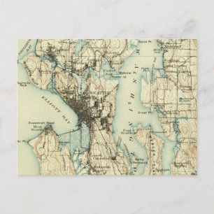 Vintage Seattle Map Postkarte