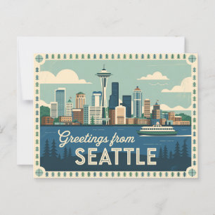 Vintage-Seattle-Postkarte   Grüße aus Seattle  Postkarte