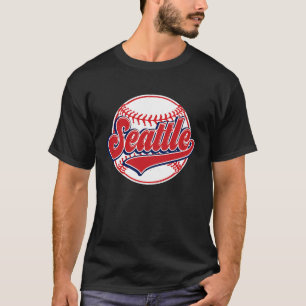 Vintage Seattle-Stadtlandschaft Baseballspieler un T-Shirt