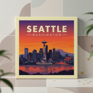 Vintage Seattle Washington Fliese