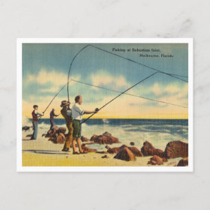 Vintage Sebastian Inlet, Florida Angelsszene Postkarte