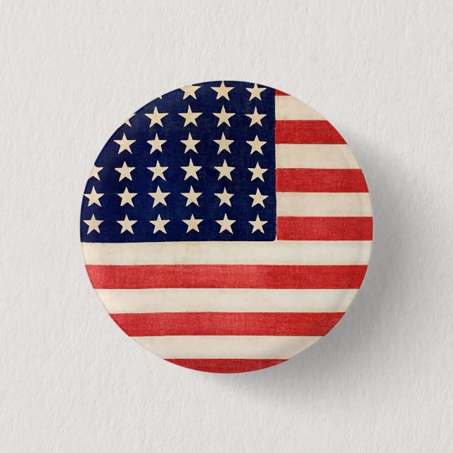 Vintage, sechsunddreißigsterne amerikanische Flagg Button (Vorderseite)