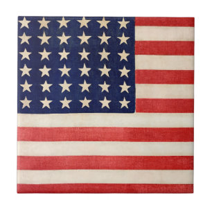 Vintage, sechsunddreißigsterne amerikanische Flagg Fliese