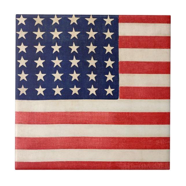 Vintage, sechsunddreißigsterne amerikanische Flagg Fliese (Vorderseite)