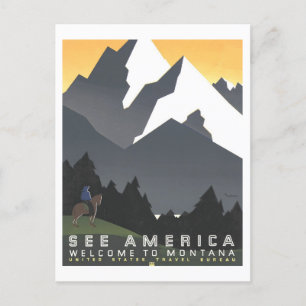 Vintage "See America" Montana-Reiseposter Postkarte
