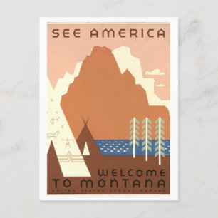 Vintage "See America" Montana-Reiseposter Postkarte