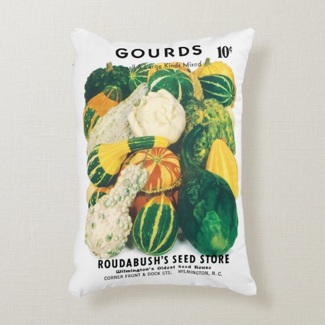 Vintage Seed Packet Art, Mixed Gourds Squash Dekokissen (Vorderseite(Vertikal))