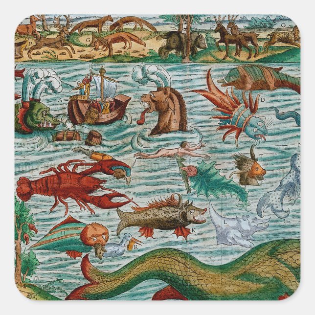 Vintage Seefahrer Quadratischer Aufkleber (Vorderseite)