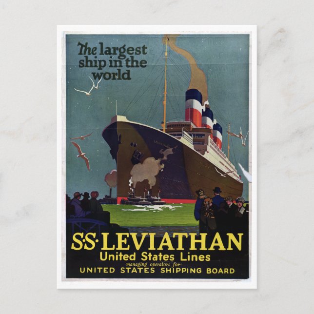 Vintage Seefahrt Leviathan Kreuzfahrt Postkarte (Vorderseite)