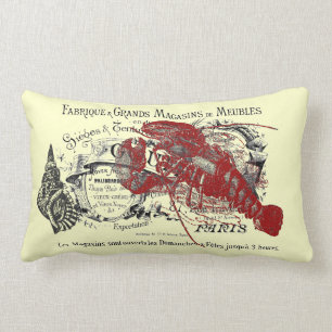 Vintage Seehummer-und Muschel-Collage Lendenkissen