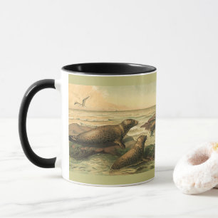 Vintage-Seehunde am Ozean, wilde Tiere Tasse
