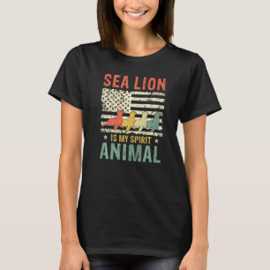 Vintage Seelöwe Spirit Animal Retro Us Amerikanisc T-Shirt