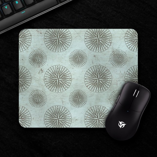 Vintage Seemannslied | Steampunk-Kompass-Ephemera Mousepad (Von Creator hochgeladen)