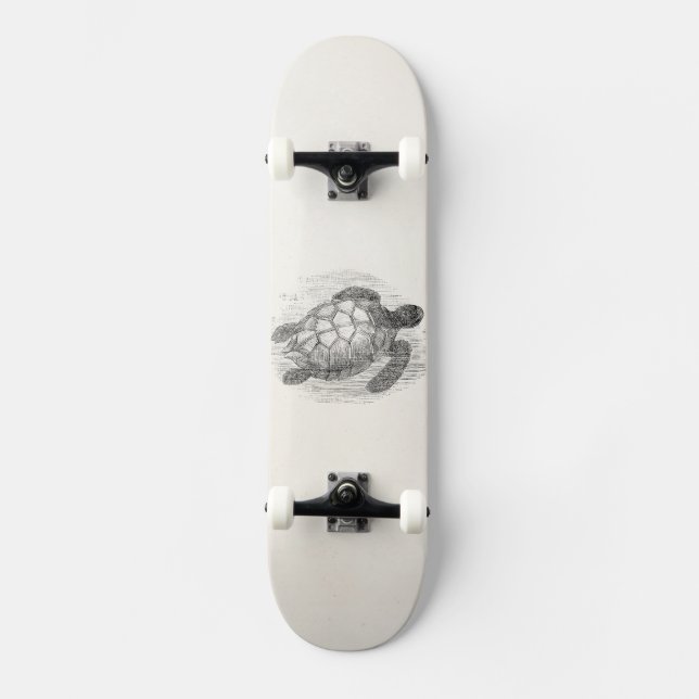 Vintage Seeschildkröte-personalisierte Skateboard (Vorderseite)