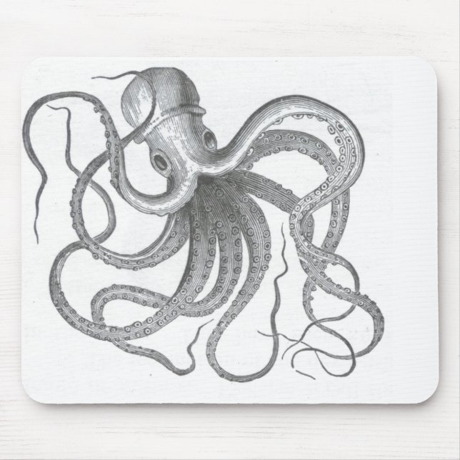 Vintage Seesteampunk Krake kraken sci FI Mousepad (Vorne)