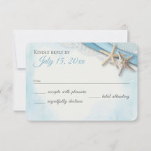 Vintage-Seestern-Spitze und himmelblaues Band RSVP