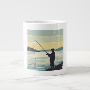 Vintage-Seeufer-Angler-Silhouette Jumbo-Tasse