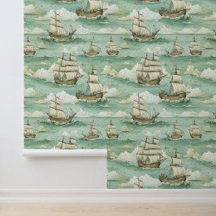 Vintage Segel-Schiffe Tapete