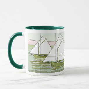 Vintage-Segelboot-Fliesen-Kunst-Kaffeetasse Tasse