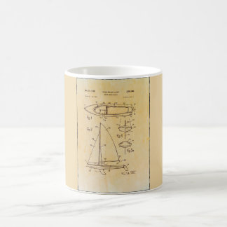 Vintage Segelboot-Patentdruck-Tasse Kaffeetasse
