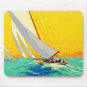 Vintage Segelboote Französisch Reisen Mousepad