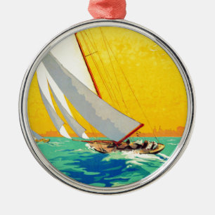Vintage Segelboote Französisch Reisen Ornament Aus Metall