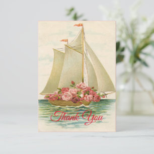 Vintage Segelboote Rose Blume Dankeskarte