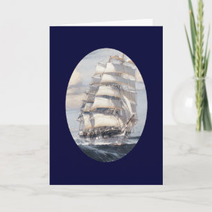 Vintage-Segelschiff-Grußkarte Feiertagskarte