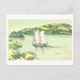 Vintage-Segelschiff im Binnenmeer, Japan Postkarte