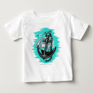 Vintage-Segelschiff und Anker Baby T-Shirt