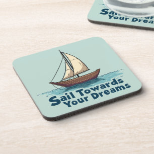 Vintage-Segelschiff Zitat mit nautischer Inspirati Getränkeuntersetzer
