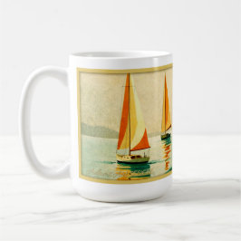 Vintage-Segelschiffe bei Sonnenuntergang - Küstenk Kaffeetasse