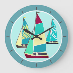 Vintage-Segelschiffe Große Wanduhr
