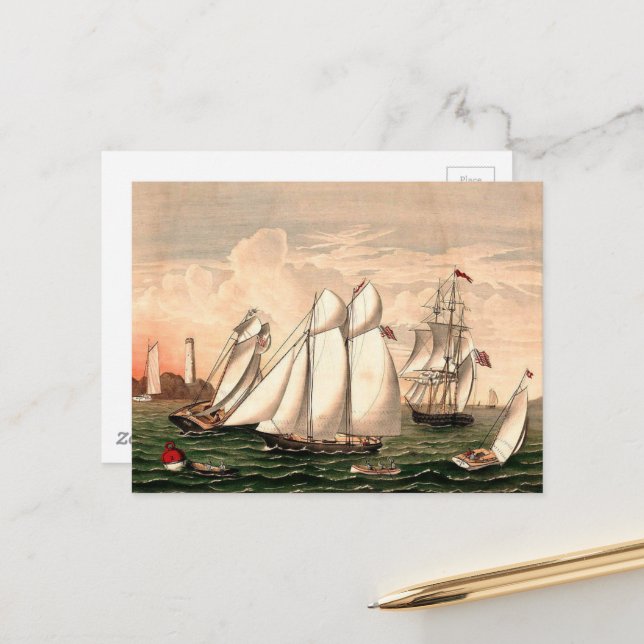 Vintage-Segelschiffe Postkarte (Vorderseite/Rückseite Beispiel)