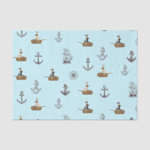 Vintage Segelschiffe und Anker Seidenpapier