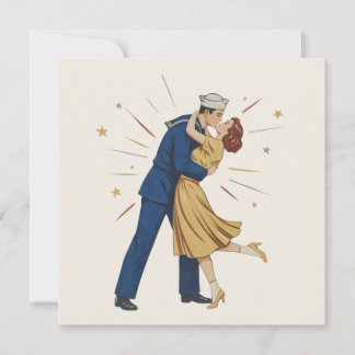 Vintage Segeltuch-Kuss-Pinup Feiertagskarte
