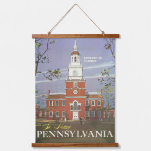 Vintage Sehen Sie Historisches Pennsylvania USA Re Wandteppich Mit Holzrahmen