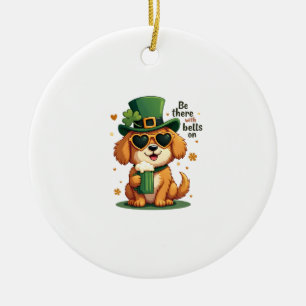 Vintage Sei Da Mit Glocken Am Hund St. Patrick's D Keramik Ornament