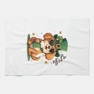 Vintage Sei Mit Glocken Am Hund St. Patrick's Day Geschirrtuch