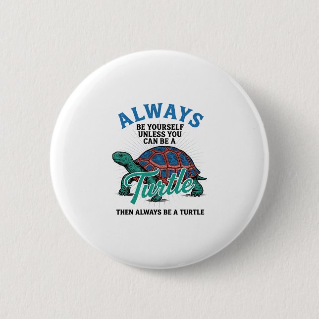 Vintage Sei Selbst Schildkröte-Shirt-Design_1 Button (Vorderseite)