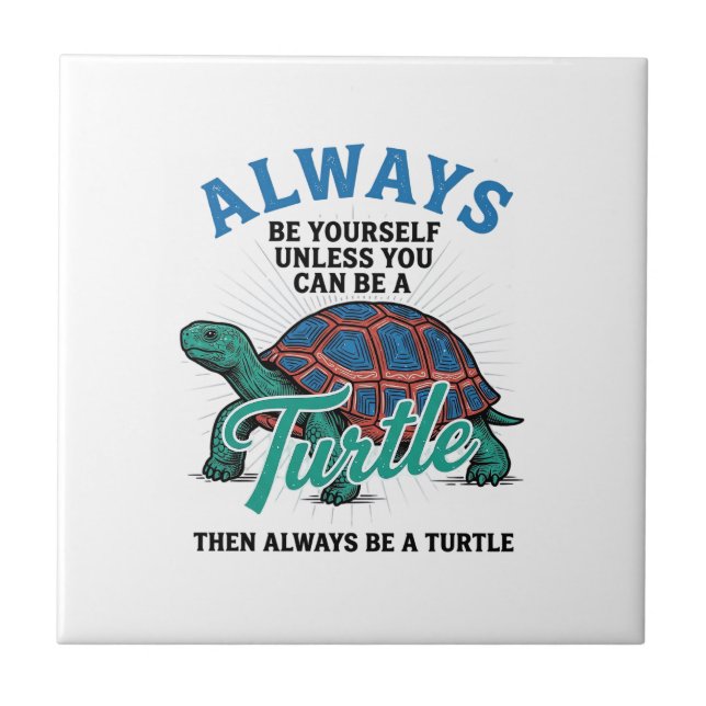 Vintage Sei Selbst Schildkröte-Shirt-Design_1 Fliese (Vorderseite)