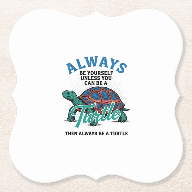Vintage Sei Selbst Schildkröte-Shirt-Design_1 Untersetzer (Vorderseite)