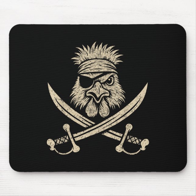 Vintage Seidenhühner- und -knochenfarm und Mousepad (Vorne)