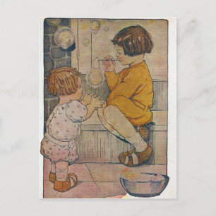 Vintage Seifenblasen吹泡泡 Postkarte
