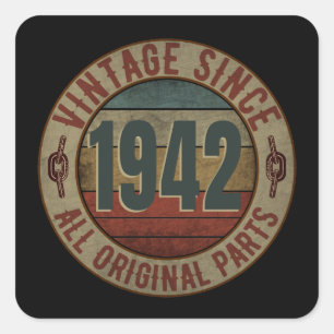 VINTAGE SEIT 1942 ALLE ORIGINALTEILE QUADRATISCHER AUFKLEBER