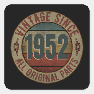 VINTAGE SEIT 1952 ALLE ORIGINALTEILE QUADRATISCHER AUFKLEBER