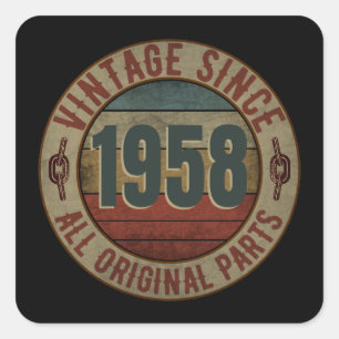 VINTAGE SEIT 1958 ALLE ORIGINALTEILE QUADRATISCHER AUFKLEBER